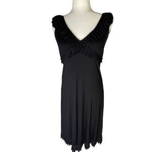 Cynthia Rowley Black Ruffle Detail V Neck Dress Small